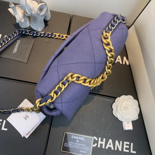 Chanel As1160 Chanel 19 Handbag Flap Shoulder Velvet Navy Blue - Default Title - View 4