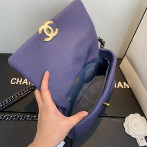 Chanel As1160 Chanel 19 Handbag Flap Shoulder Velvet Navy Blue - Default Title - View 7