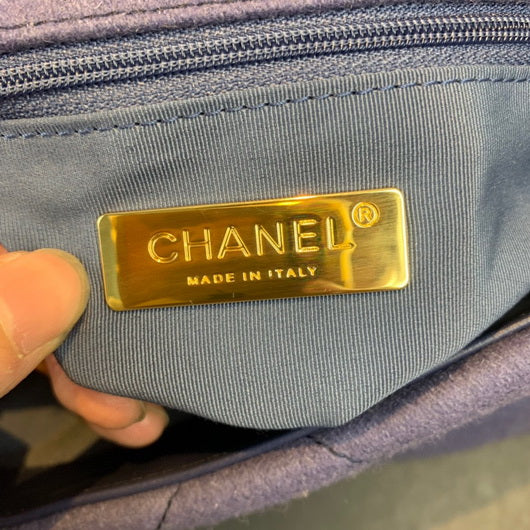 Chanel As1160 Chanel 19 Handbag Flap Shoulder Velvet Navy Blue - Default Title - View 8