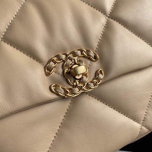Chanel AS1161 Chanel 19 Large Flap Bag Lambskin B05179 Apricot Gold - Default Title - View 3