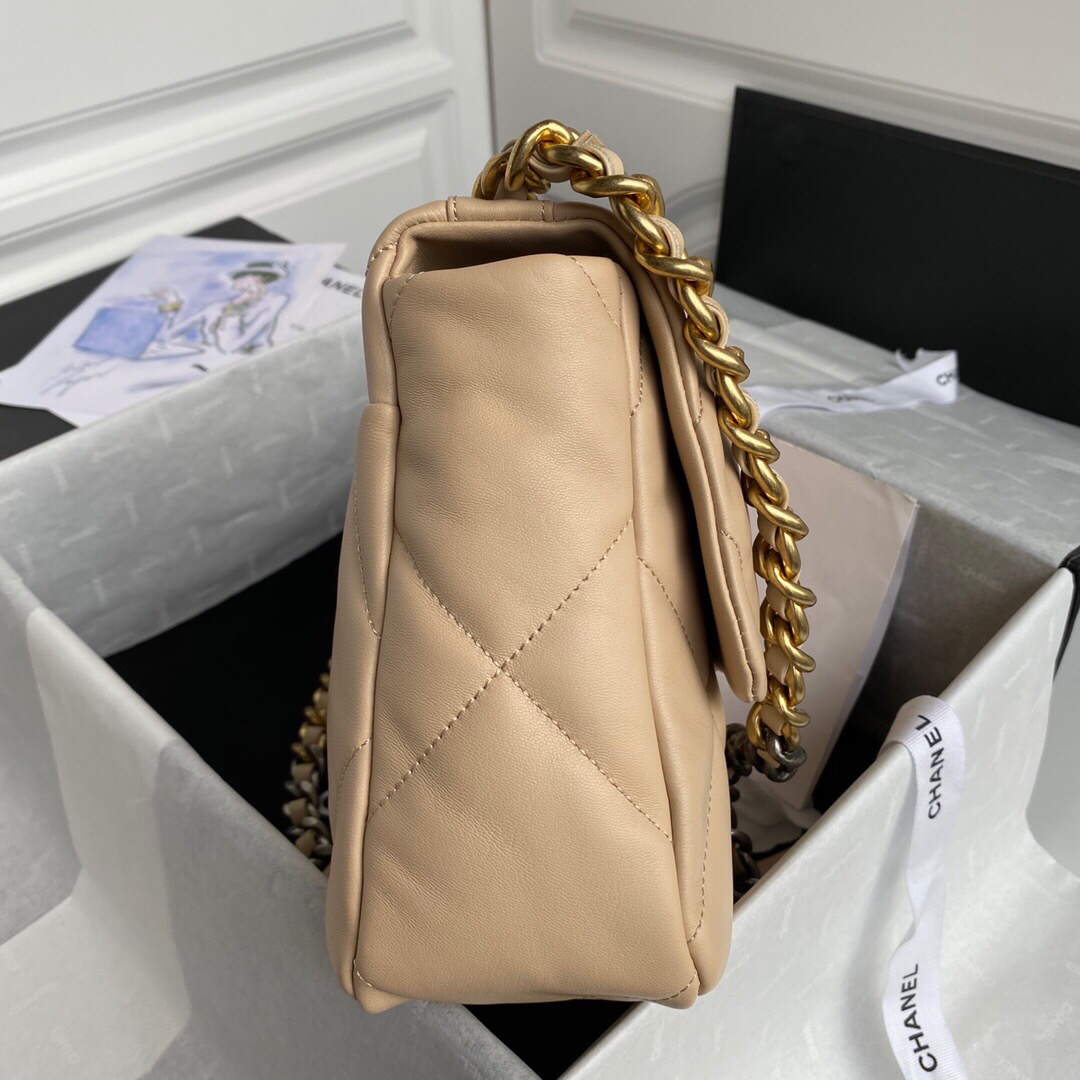 Chanel AS1161 Chanel 19 Large Flap Bag Lambskin B05179 Apricot Gold - Default Title - View 5