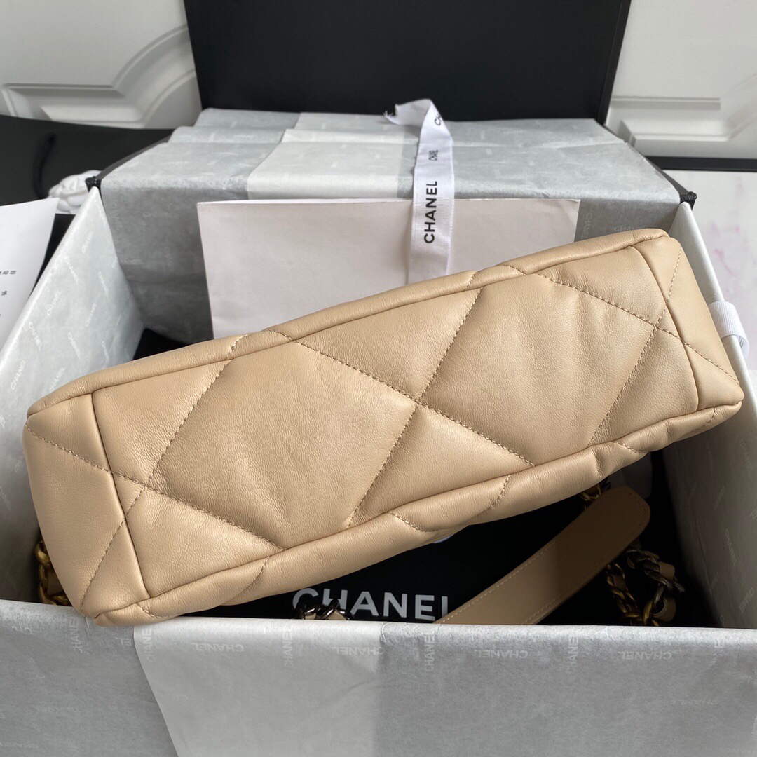 Chanel AS1161 Chanel 19 Large Flap Bag Lambskin B05179 Apricot Gold - Default Title - View 6