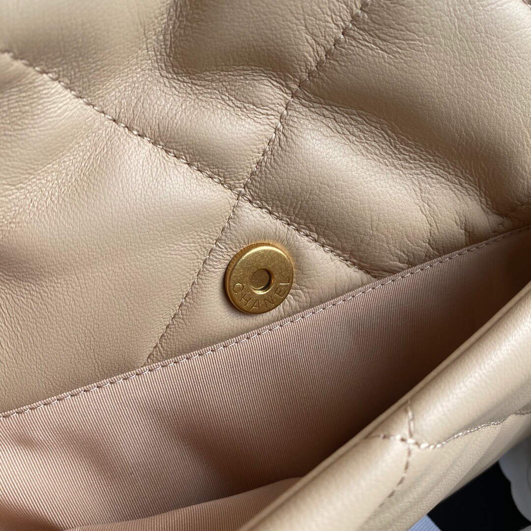 Chanel AS1161 Chanel 19 Large Flap Bag Lambskin B05179 Apricot Gold - Default Title - View 7
