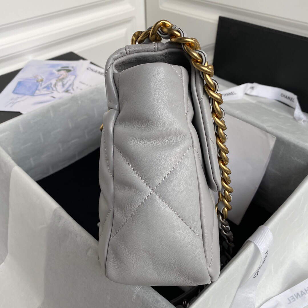 Chanel AS1161 Chanel 19 Large Flap Bag Lambskin B05179 Grey Gold - Default Title - View 5
