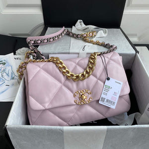 Chanel AS1161 Chanel 19 Large Flap Bag Lambskin B05179 Pink Gold - Default Title - View 1