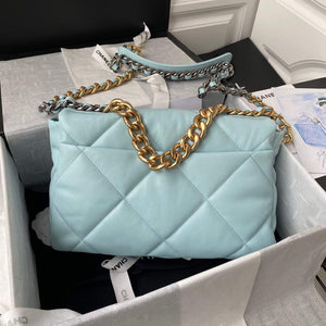 Chanel AS1161 Chanel 19 Large Flap Bag Lambskin B05179 Ligth Blue Gold - Default Title - View 2