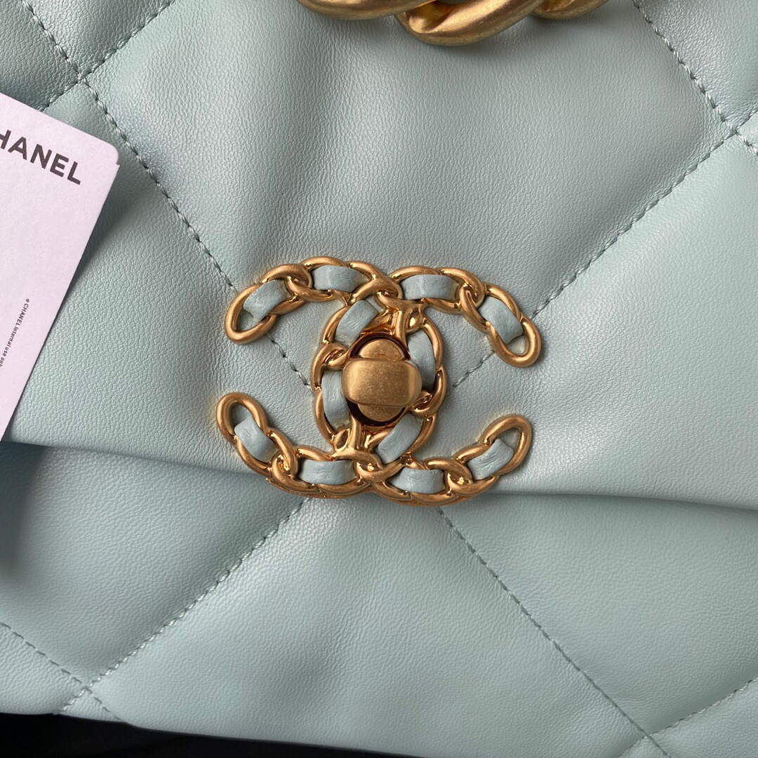 Chanel AS1161 Chanel 19 Large Flap Bag Lambskin B05179 Ligth Blue Gold - Default Title - View 3