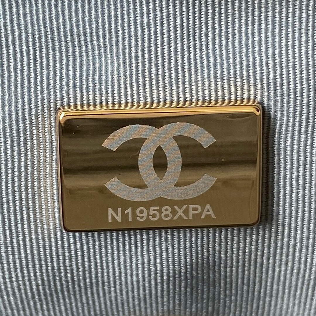 Chanel AS1161 Chanel 19 Large Flap Bag Lambskin B05179 Ligth Blue Gold