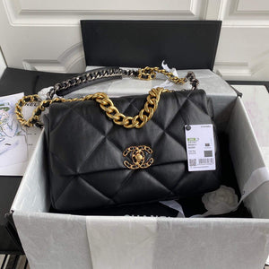 Chanel AS1161 Chanel 19 Large Flap Bag Lambskin B05179 Black Gold - Default Title - View 1