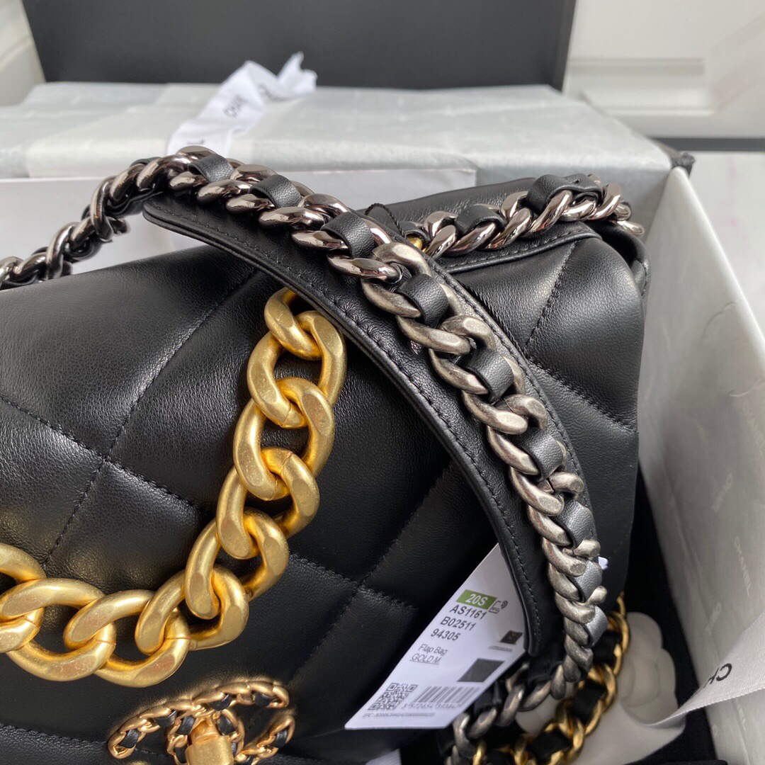 Chanel AS1161 Chanel 19 Large Flap Bag Lambskin B05179 Black Gold - Default Title - View 4