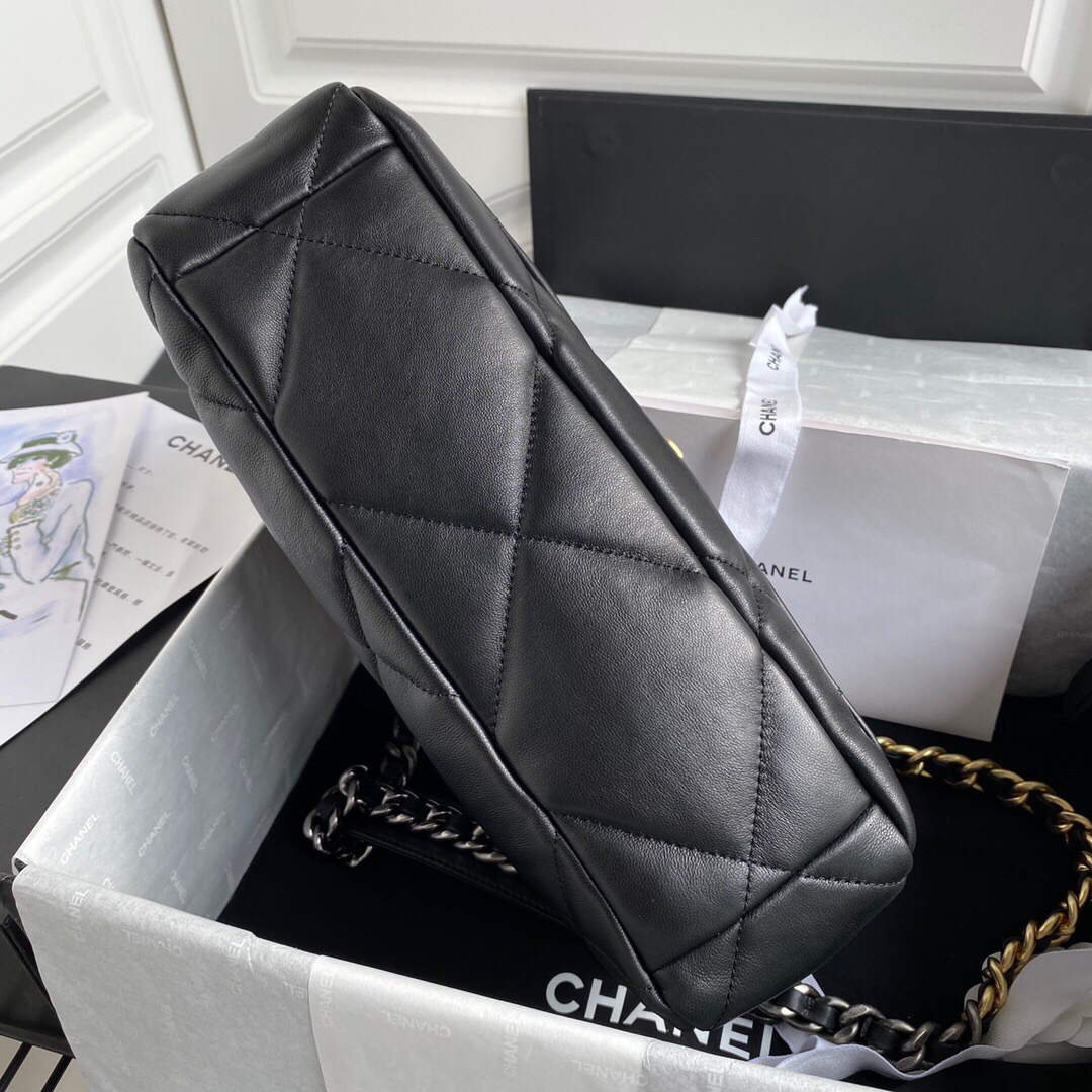 Chanel AS1161 Chanel 19 Large Flap Bag Lambskin B05179 Black Gold - Default Title - View 6