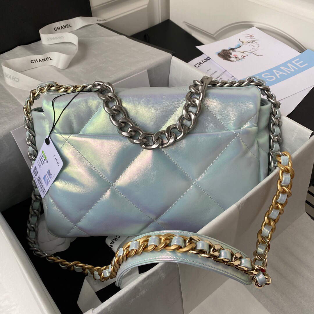 Chanel AS1161 Chanel 19 Large Flap Bag Lambskin B05179 Ligth Blue Silver - Default Title - View 2