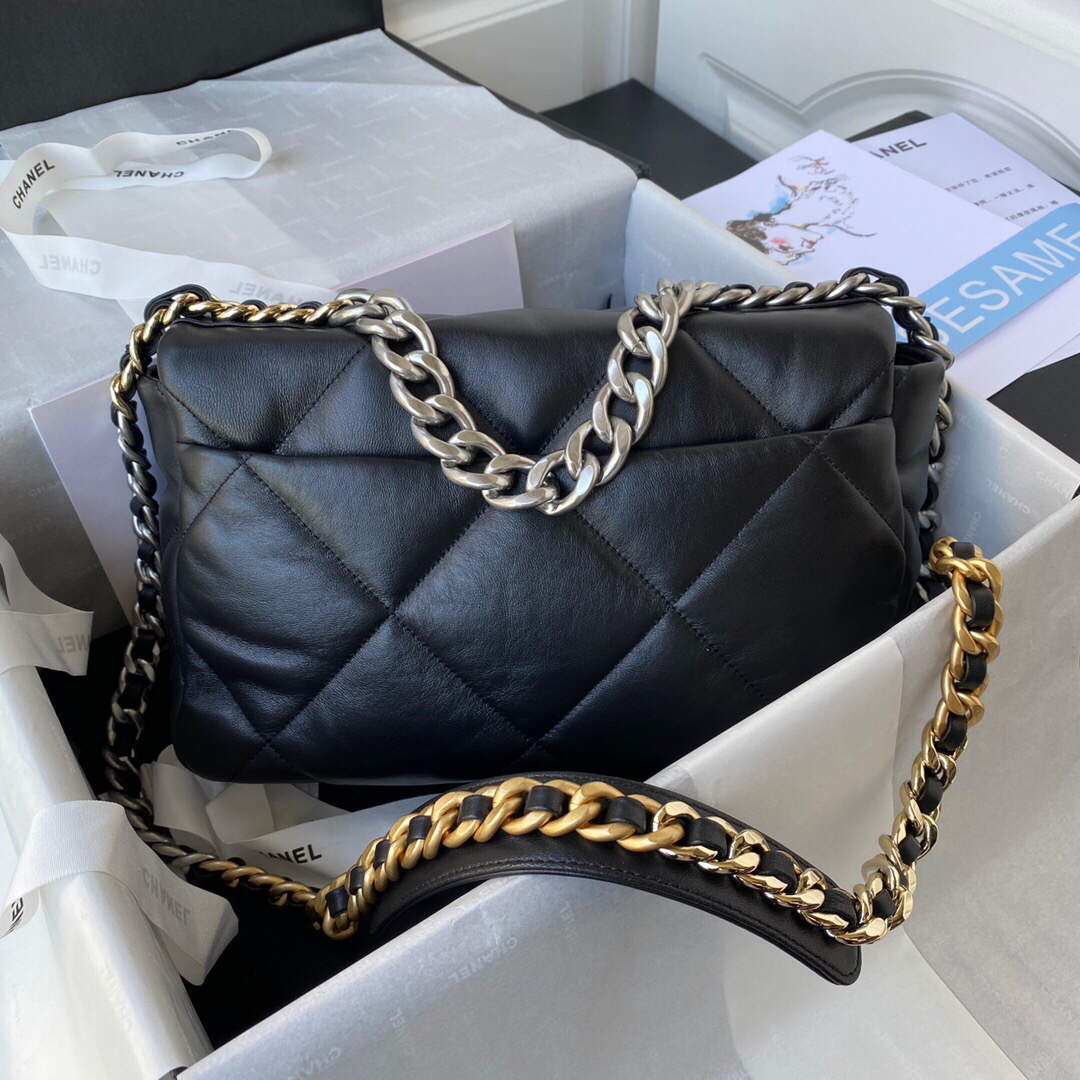 Chanel AS1161 Chanel 19 Large Flap Bag Lambskin B05179 Black Silver - Default Title - View 2