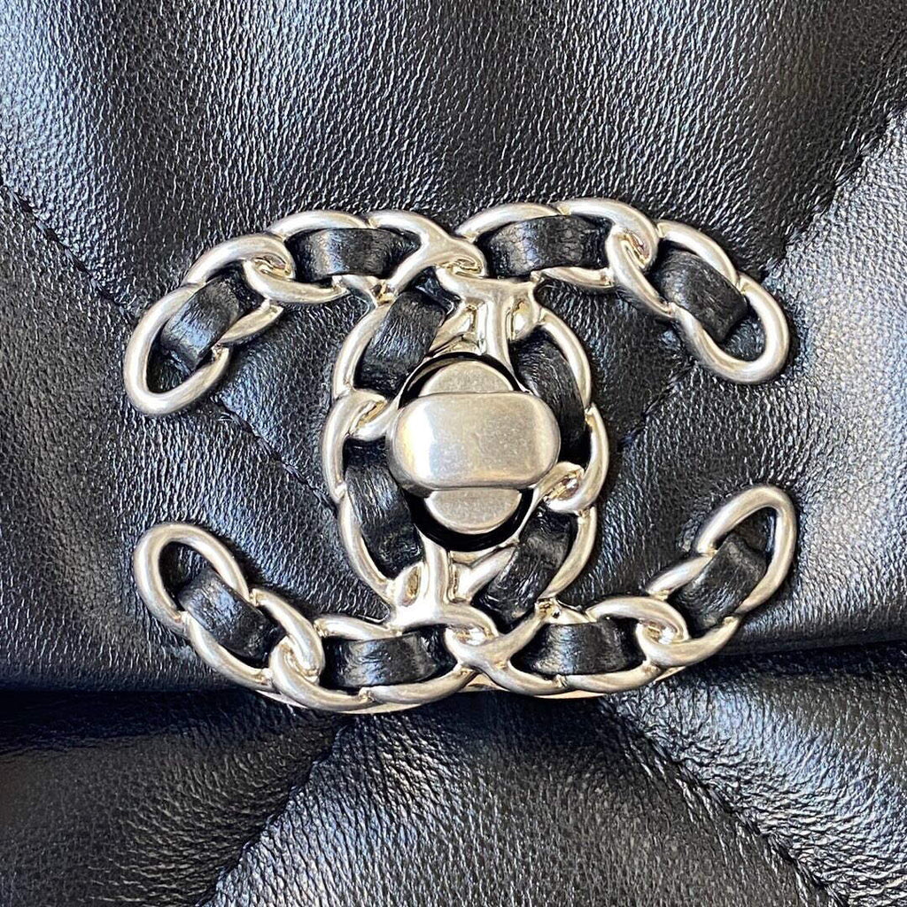 Chanel AS1161 Chanel 19 Large Flap Bag Lambskin B05179 Black Silver
