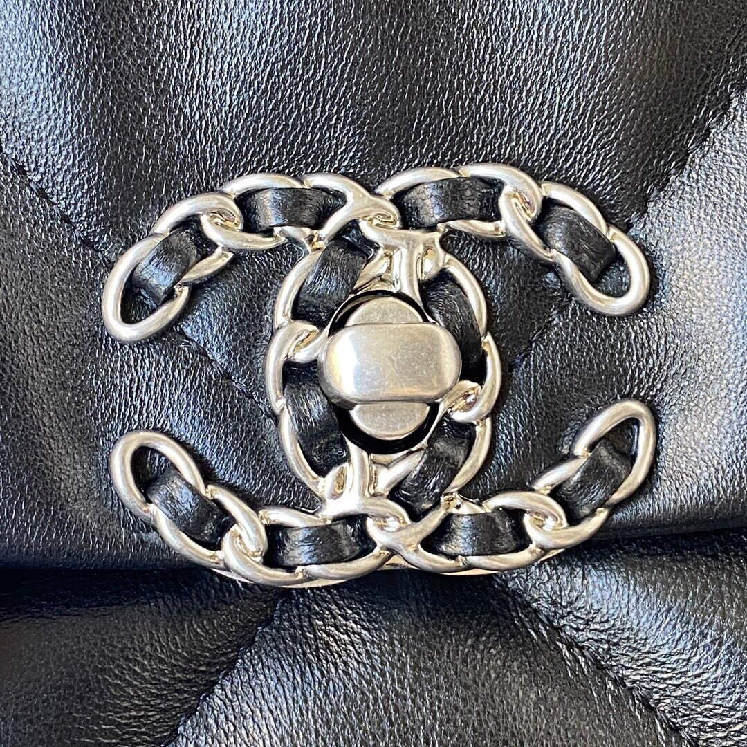 Chanel AS1161 Chanel 19 Large Flap Bag Lambskin B05179 Black Silver