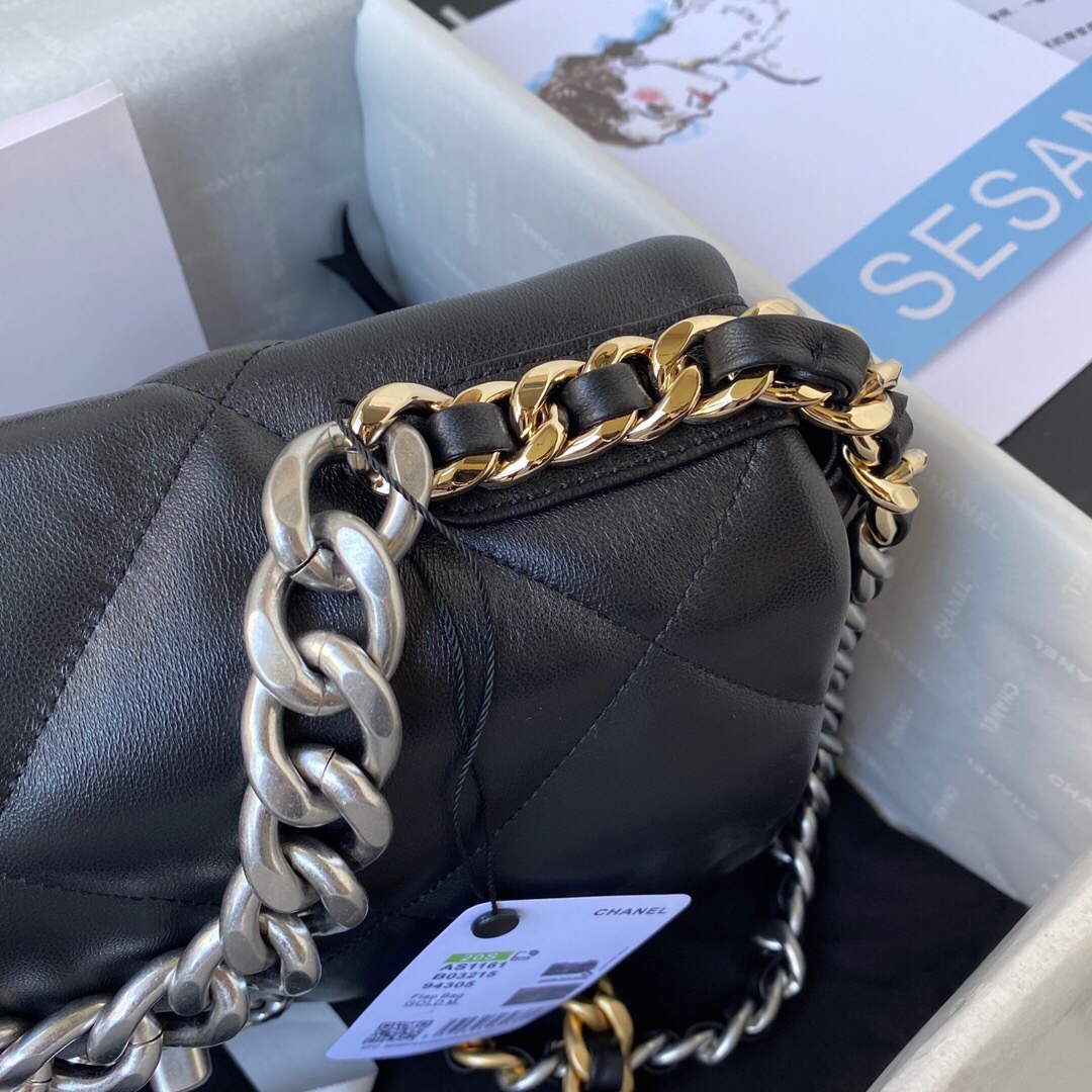 Chanel AS1161 Chanel 19 Large Flap Bag Lambskin B05179 Black Silver - Default Title - View 4