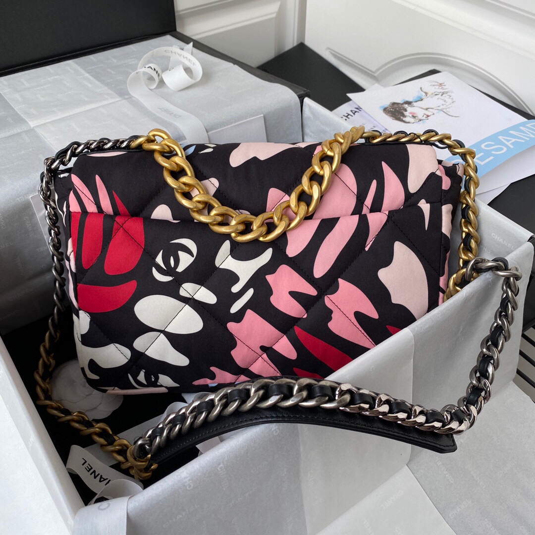 Chanel As1161 Large Chanel 19 Handbag Flap Colorful Print Vintage gold - Default Title - View 2