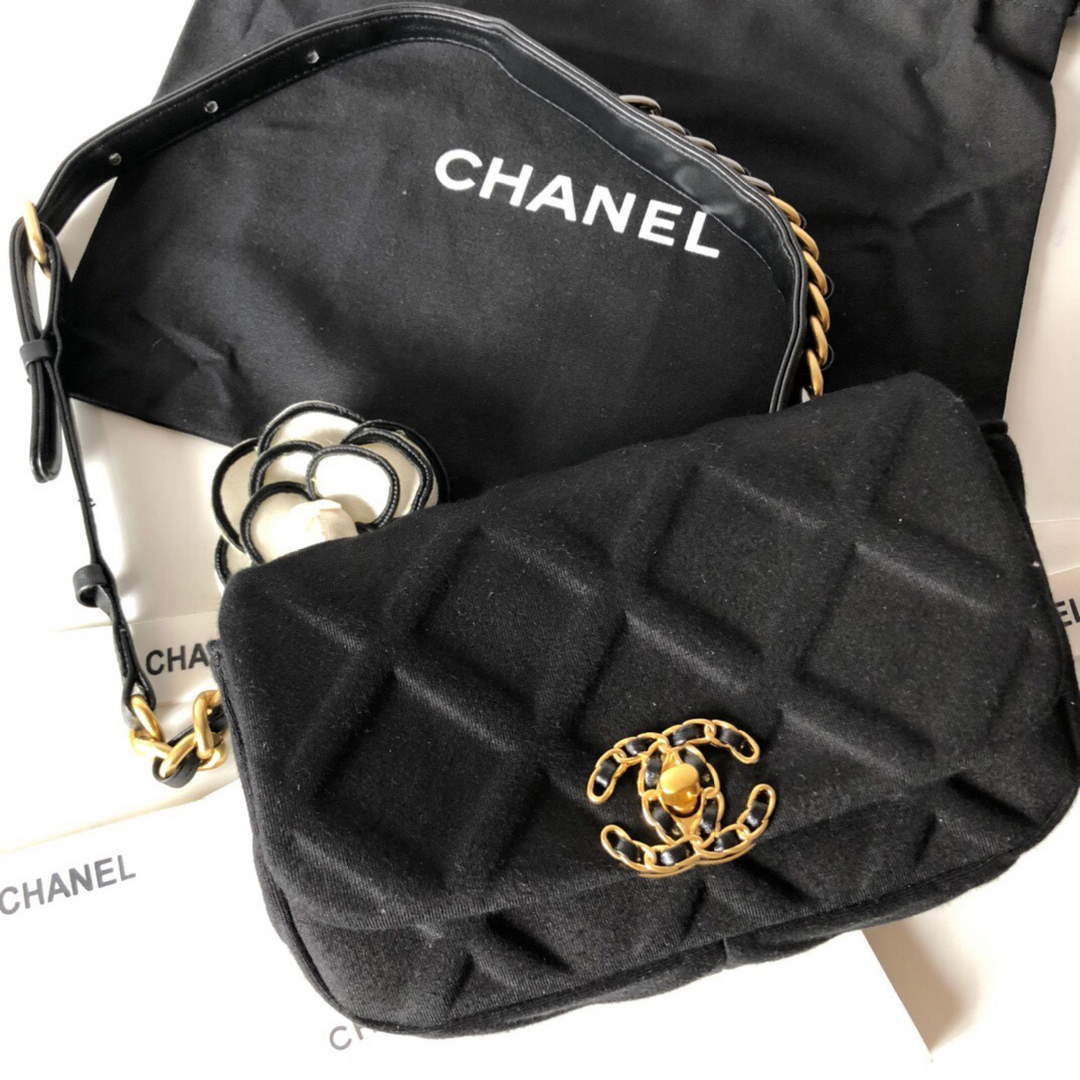 Chanel AS1163 Chanel Flap bag Velvet Black - Default Title - View 1
