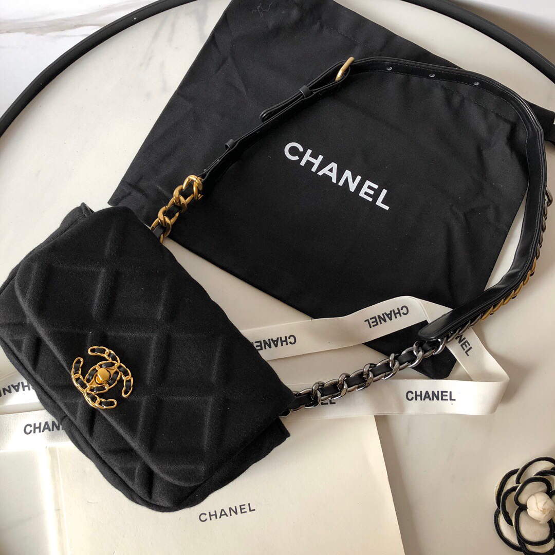 Chanel AS1163 Chanel Flap bag Velvet Black