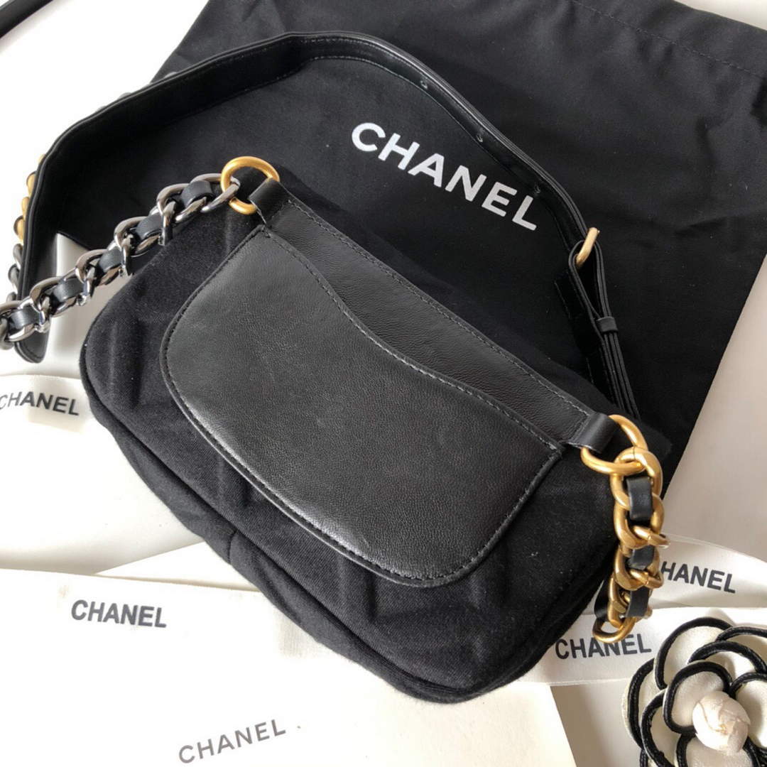 Chanel AS1163 Chanel Flap bag Velvet Black