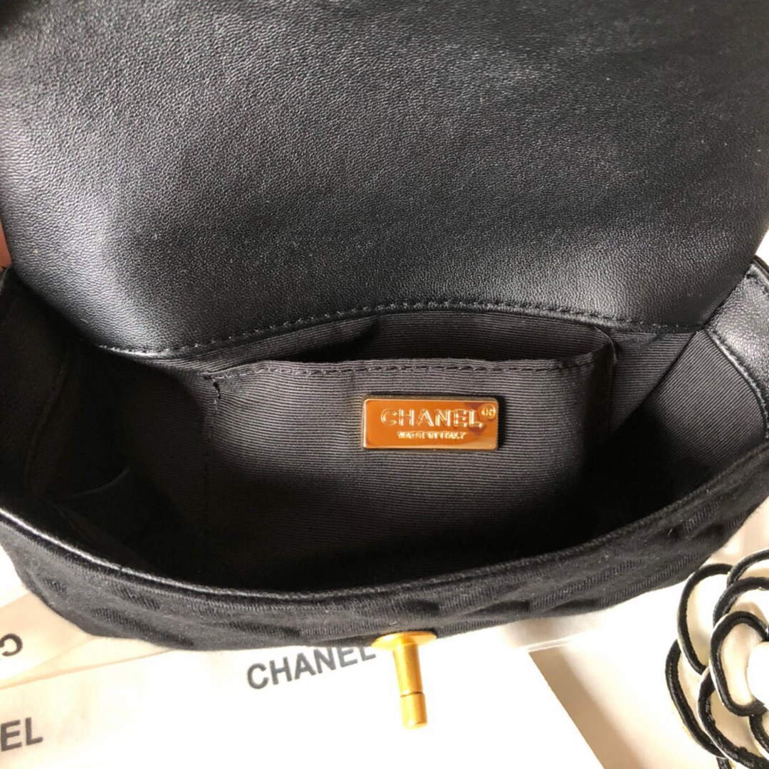 Chanel AS1163 Chanel Flap bag Velvet Black