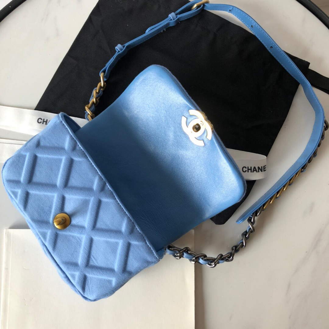 Chanel AS1163 Chanel Flap bag Velvet Blue - Default Title - View 7