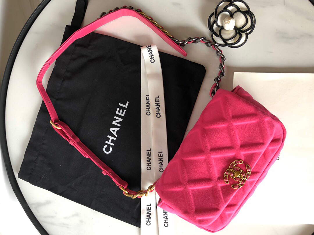 Chanel AS1163 Chanel Flap bag Velvet Rose Red