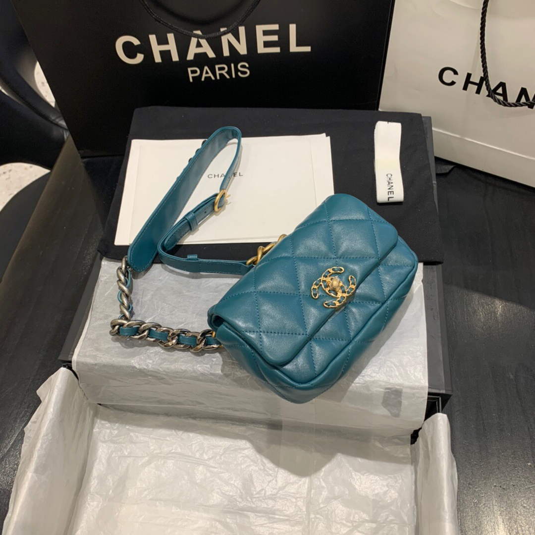 Chanel AS1163 Chanel Flap bag Lambskin Lake Blue - Default Title - View 1