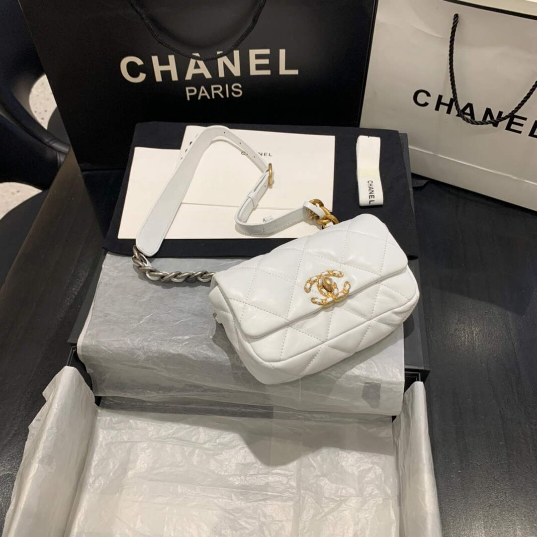 Chanel AS1163 Chanel Flap bag Lambskin White - Default Title - View 1