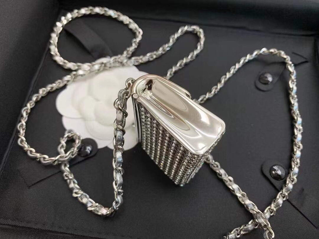 Chanel AB6154 Chanel Mini Flap Tiny bag Metal Silver