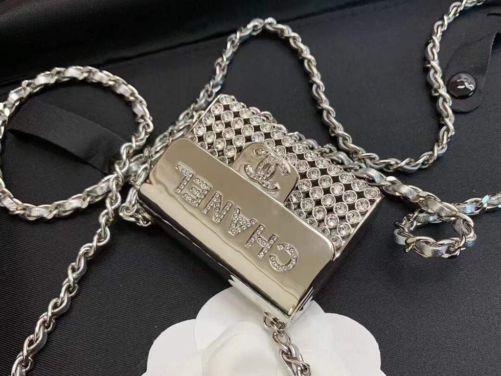 Chanel AB6154 Chanel Mini Flap Tiny bag Metal Silver