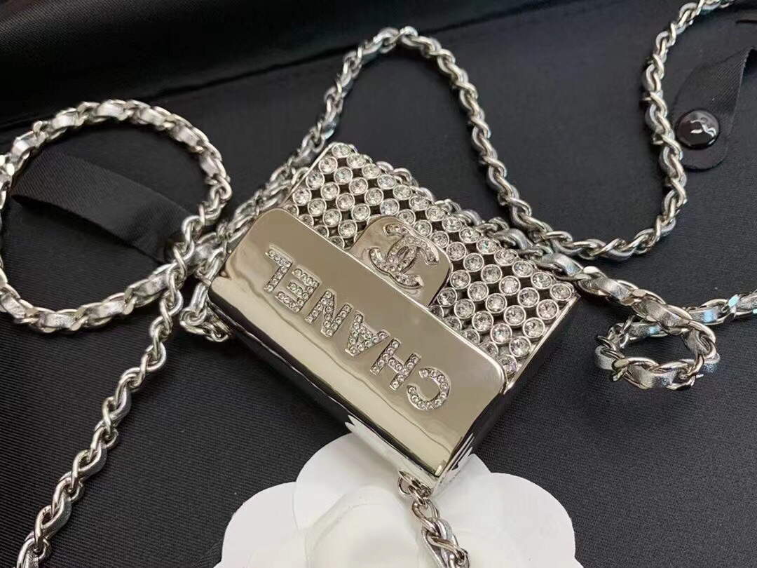 Chanel AB6154 Chanel Mini Flap Tiny bag Metal Silver