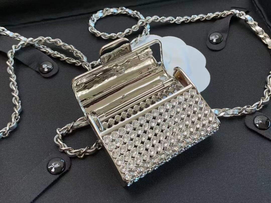 Chanel AB6154 Chanel Mini Flap Tiny bag Metal Silver