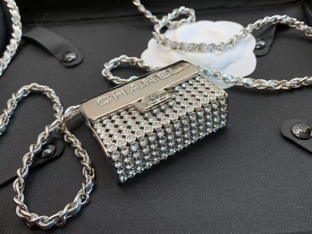 Chanel AB6154 Chanel Mini Flap Tiny bag Metal Silver