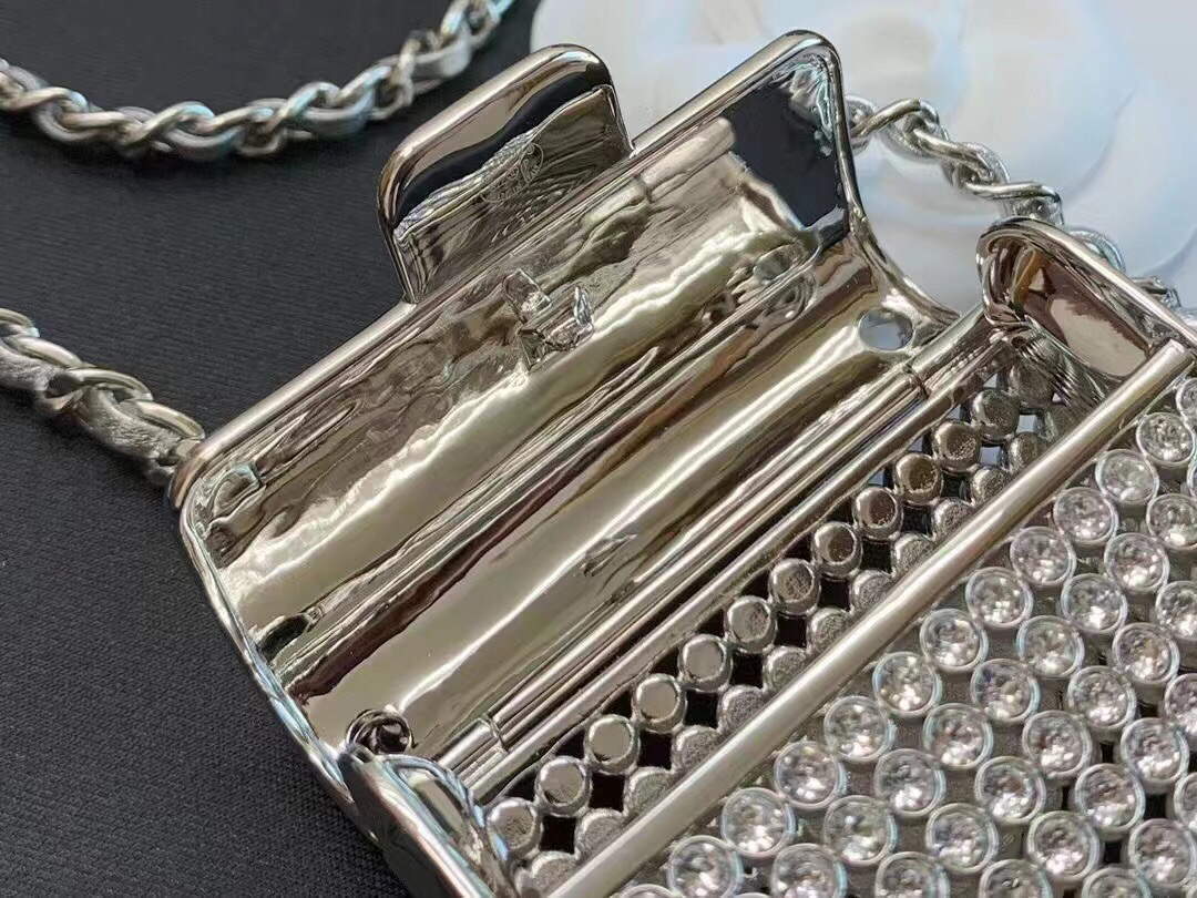 Chanel AB6154 Chanel Mini Flap Tiny bag Metal Silver