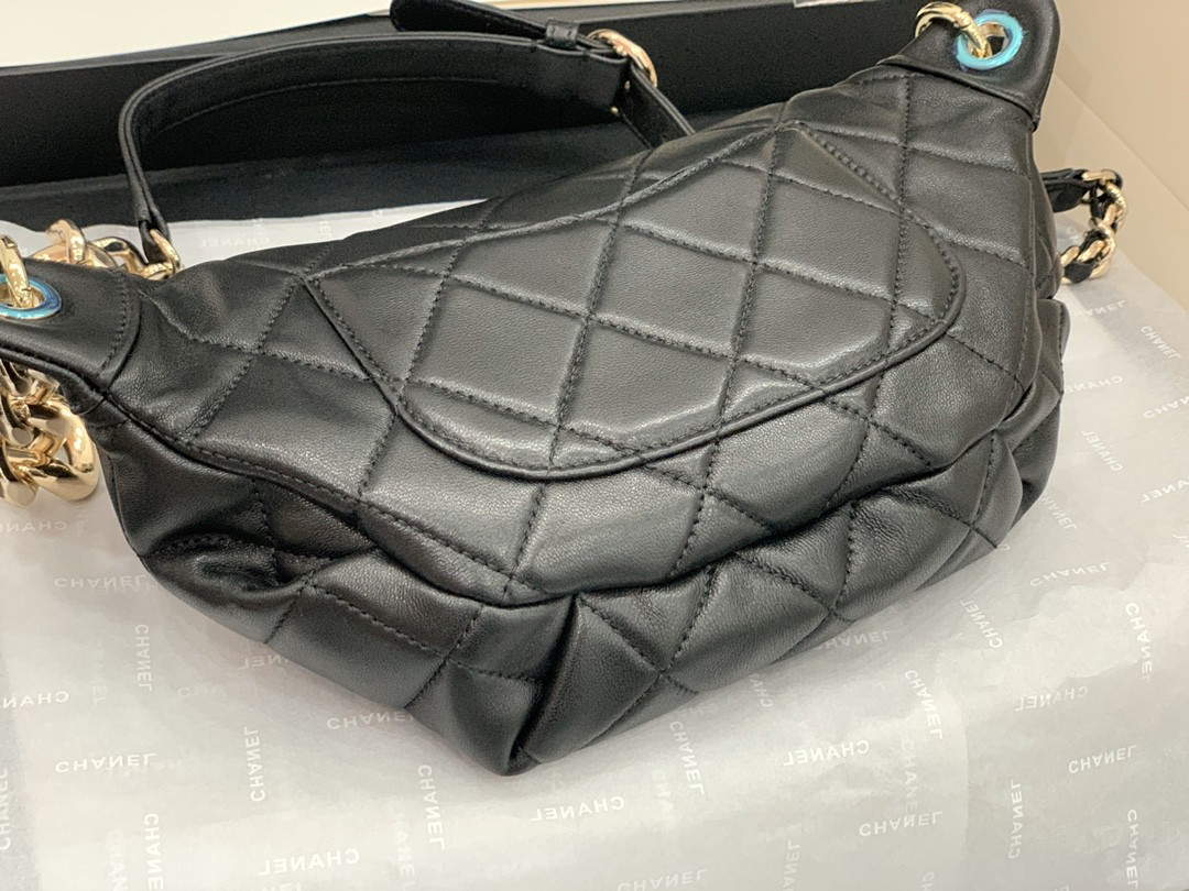 Chanel AS1356 Belt bag Lambskin gold Black