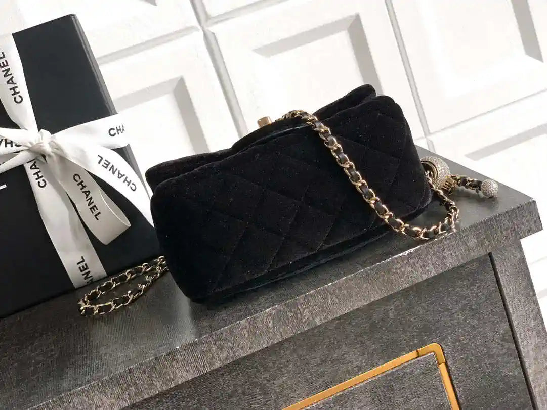 Chanel AS1786 Mini Flap Bag 25B Velvet Black