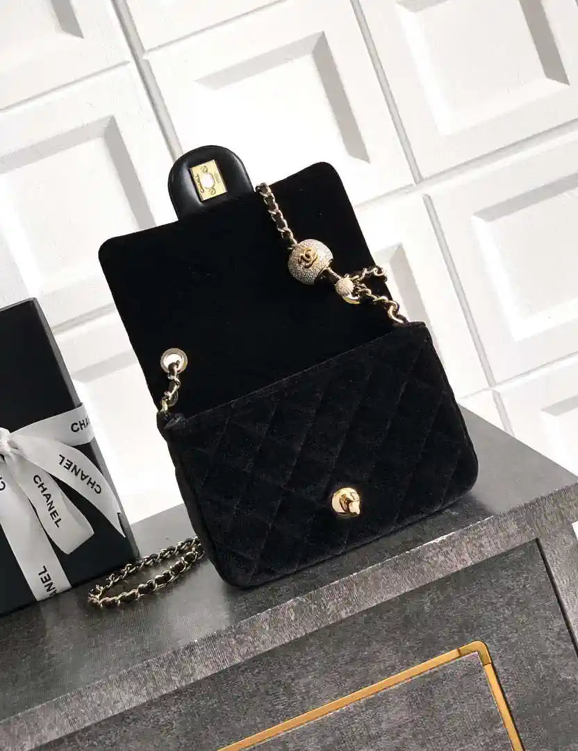Chanel AS1786 Mini Flap Bag 25B Velvet Black