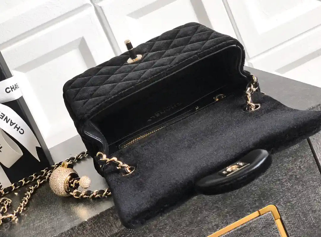 Chanel AS1786 Mini Flap Bag 25B Velvet Black