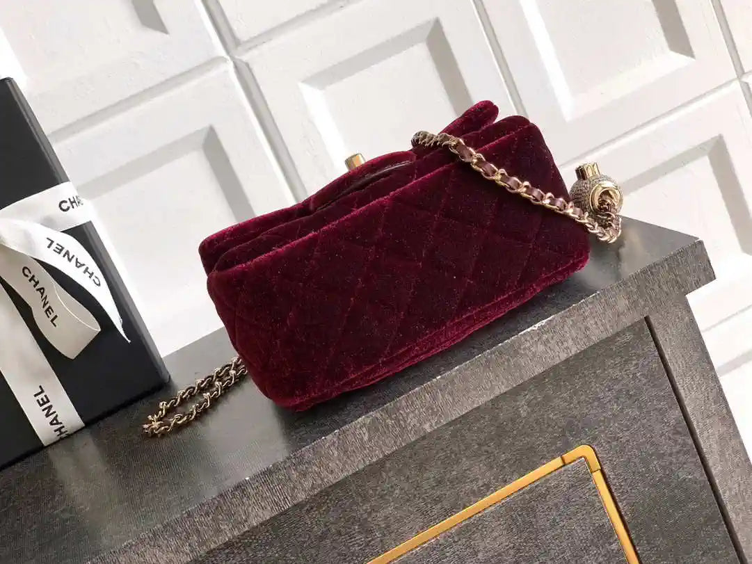 Chanel AS1786 Mini Flap Bag 25B Velvet Dark Red