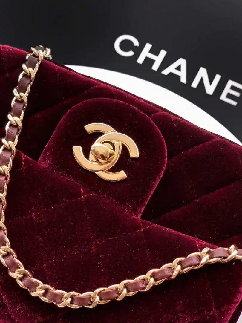 Chanel AS1786 Mini Flap Bag 25B Velvet Dark Red