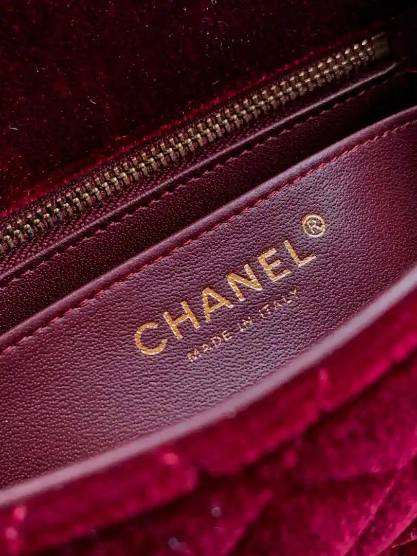 Chanel AS1786 Mini Flap Bag 25B Velvet Dark Red
