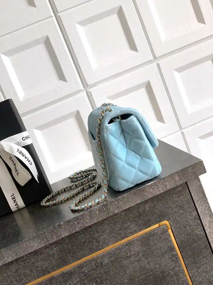 Chanel AS1786 Mini Flap Bag 25B Velvet Blue