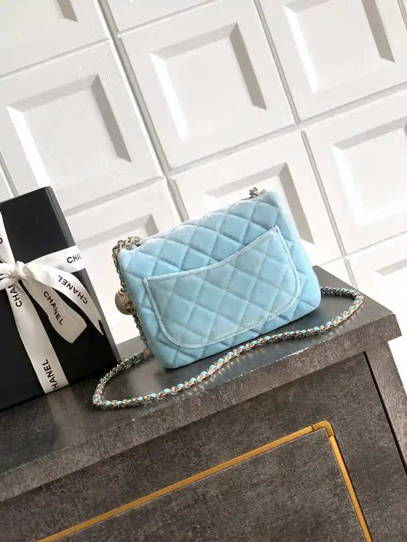 Chanel AS1786 Mini Flap Bag 25B Velvet Blue