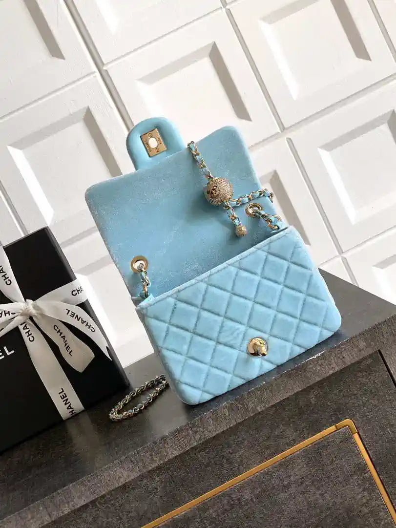 Chanel AS1786 Mini Flap Bag 25B Velvet Blue