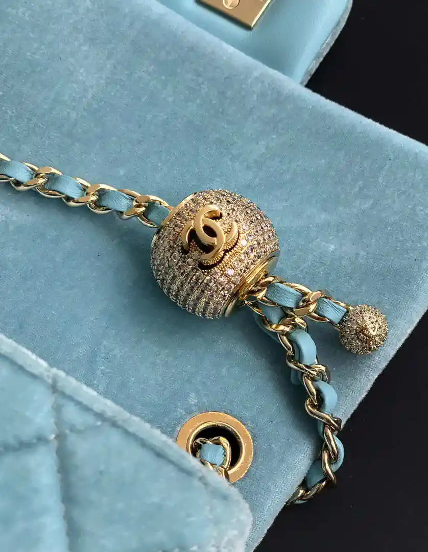 Chanel AS1786 Mini Flap Bag 25B Velvet Blue