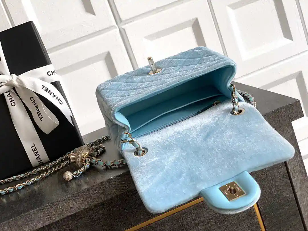 Chanel AS1786 Mini Flap Bag 25B Velvet Blue