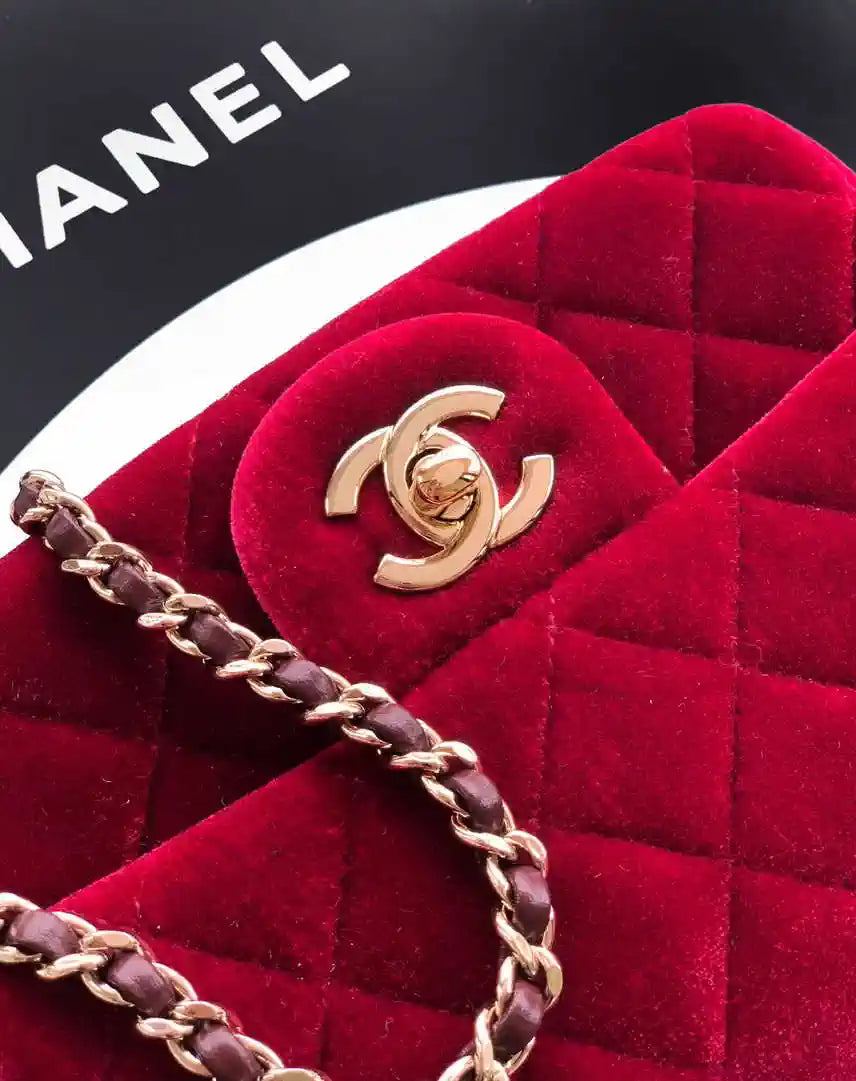 Chanel AS1786 Mini Flap Bag 25B Velvet Red