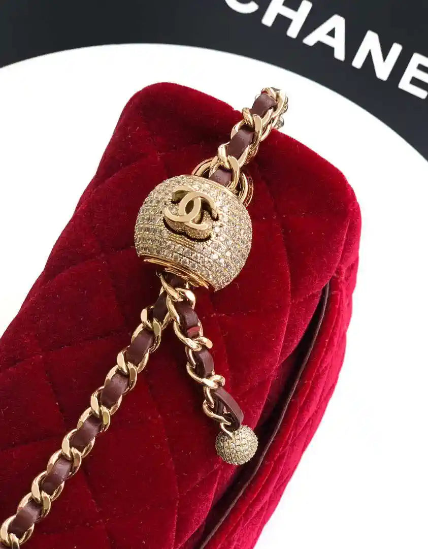 Chanel AS1786 Mini Flap Bag 25B Velvet Red