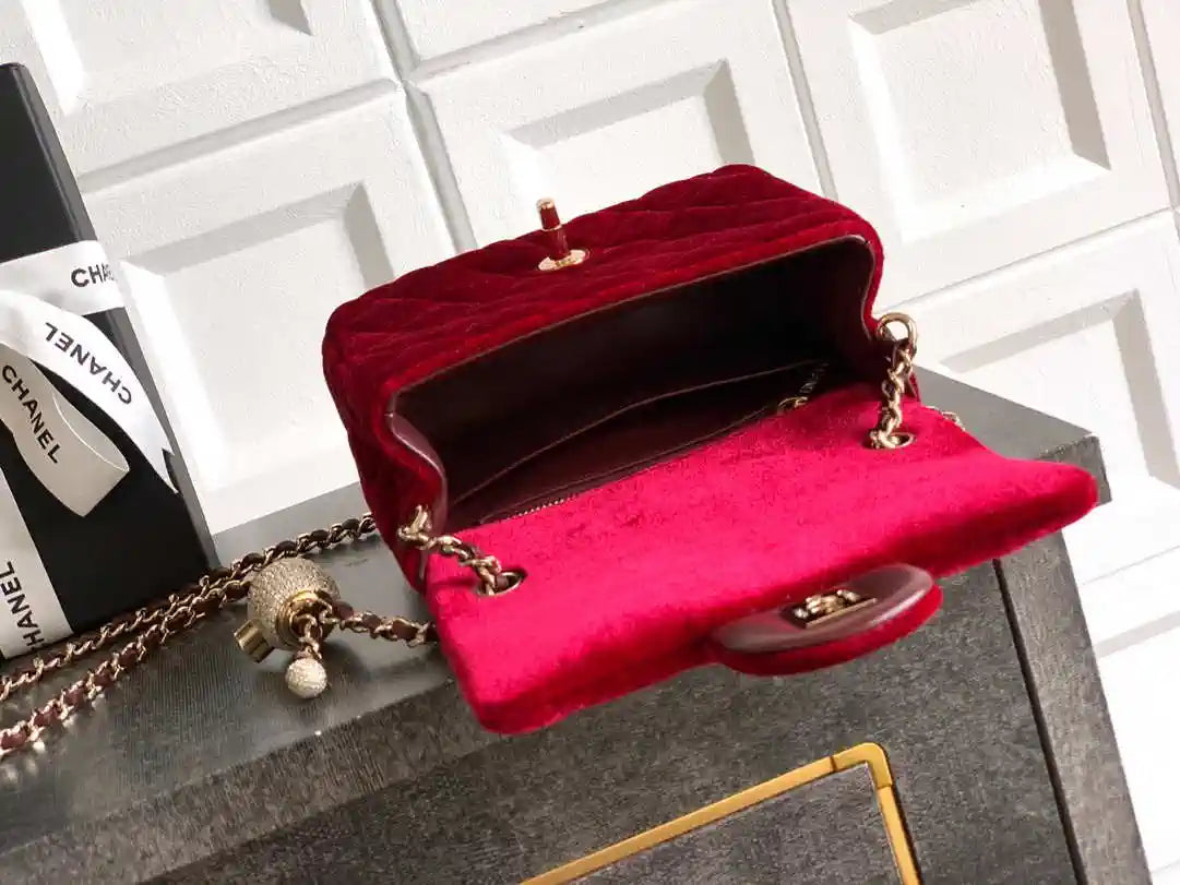 Chanel AS1786 Mini Flap Bag 25B Velvet Red